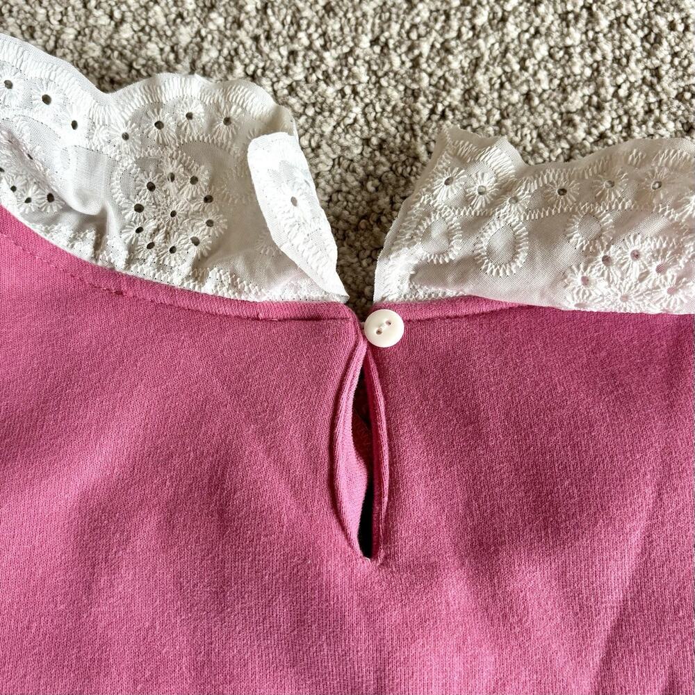Sugar Thrillz Dolls Kill 2X Pink Lace Collar Sweatshirt Cottagecore Coquette - Picture 9 of 11